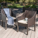 Outdoor Rattan Dining Chair With Straight Legs And Sloped Arms (Sey of 2)