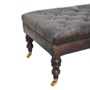 Buffalo - Leather Ottoman With Castor Legs