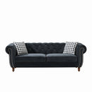 Chesterfield Velvet Upholstery Fabric Sofa With Roll Armrest & Nailhead