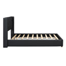 Upholstered Platform Bed With Strips - Black