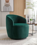 Velvet Fabric Swivel Accent Armchair Barrel Chair With Powder Coating Metal Ring