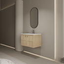 Wall Mounted Bathroom Vanity With Ceramic Sink And 2 Soft Closing Doors