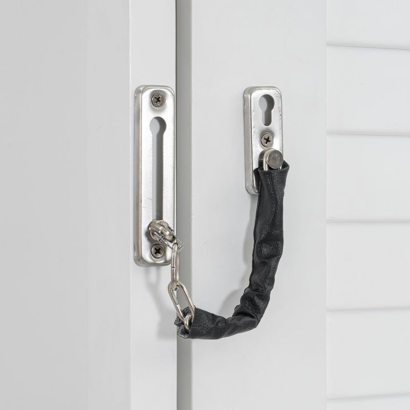 Queen Size Murphy Bed With Louvered Design And Multiple Storage Shelves - White