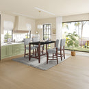 5 Piece Counter Height Dining Set, Bar Table With 4 Upholstered Chairs