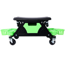 Rolling Detailing Creeper Seat With Wheels, Removable Tool Trays, 300 Lbs Capacity - Green