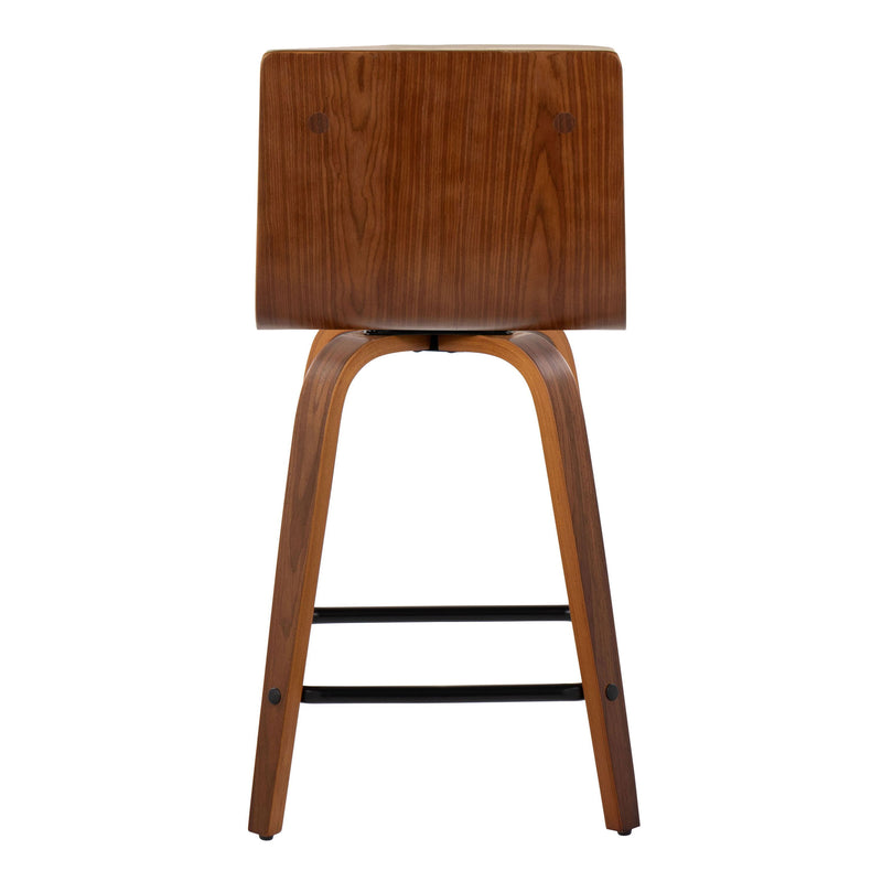 Vasari - Mid Century Modern Fixed Height Counter Stool With Swivel With Square Footrest (Set of 2)