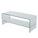 Modern Tempered Glass TV Stand With Shelf And Open Back Design - Clear