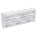 Full Bed with Bookcase Headboard, Under bed Storage Drawers and Bed End Storage Case,White