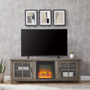 Modern Farmhouse 2 Door Glass Windowpane 70" TV Stand For 80" TVs