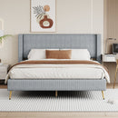Platform Contemporary Bed With Legs And Upholstered Headboard