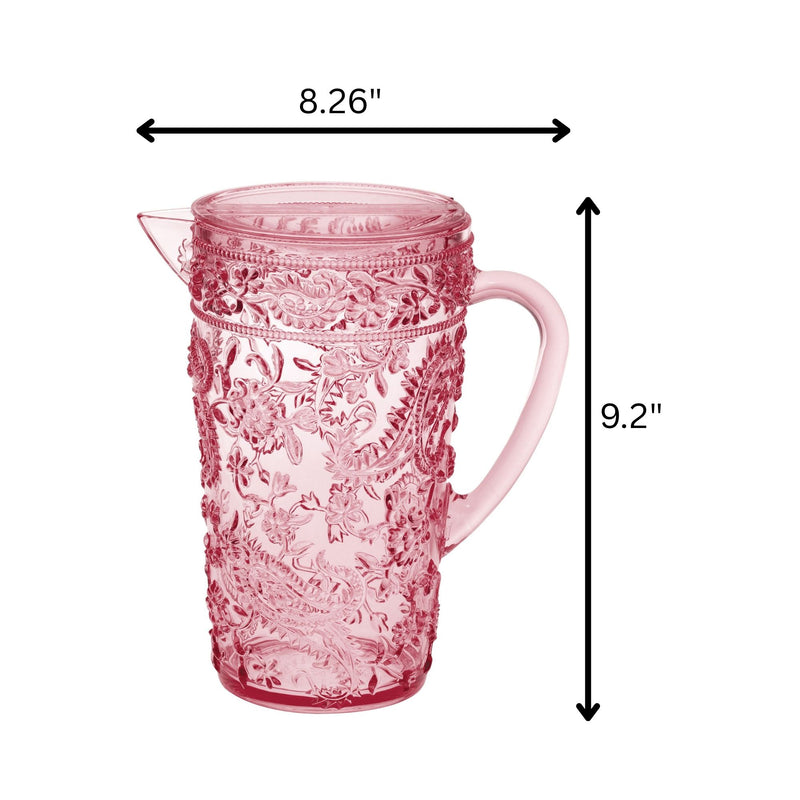 Paisley Unbreakable Plastic Water Pitcher With Lid And Spout