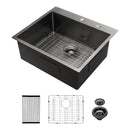 Topmount Kitchen Sink 16 Gauge, Single Bowl