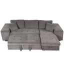 Modern L-Shape 3 Seat Reversible Sectional Couch, Pull Out Sleeper Sofa With Storage Chaise And 2 Stools For Living Room Furniture Set