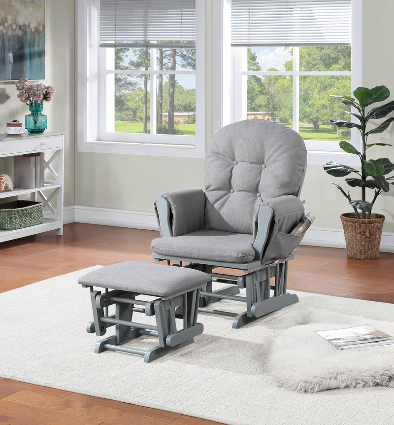 Mason - Glider And Ottoman Gray Wood