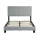 Full Size Upholstered Platform Bed Frame With Tufted Headboard, Strong Wood Slat Support - Gray