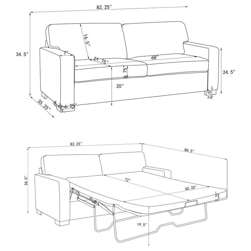 Simpson - Upholstered Sofa Sleeper With Queen Mattress - Gray