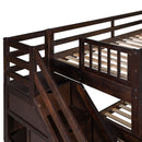 Solid L Shaped Bunk Bed With 3 Drawers, Ladder And Staircase