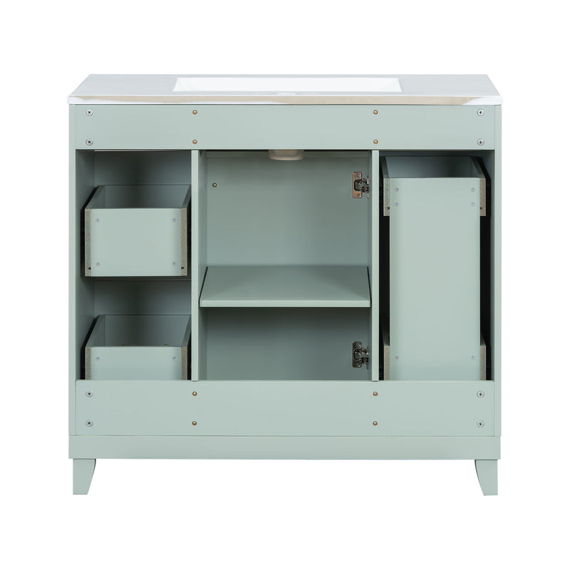 Bathroom Vanity With Ceramic Sink, Soft Close Doors, Adjustable Shelves