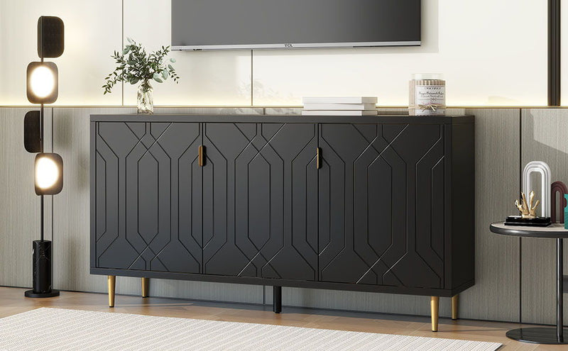 Modern TV Stand With 3 Doors And Adjustable Shelves