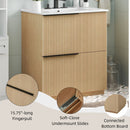Fluted Bathroom Vanity With Ceramic Sink, Soft Close Slides