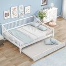 Full Size Daybed with Trundle and Support Legs, White