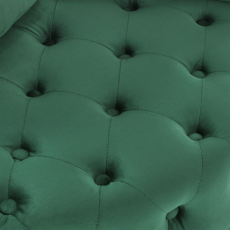 Modern Upholstered Swivel Chair With Button Tufted Design And Movable Wheels