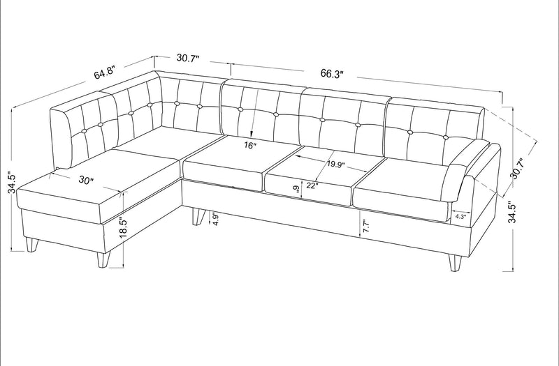 Dalia - Linen Modern Sectional Sofa With Chaise