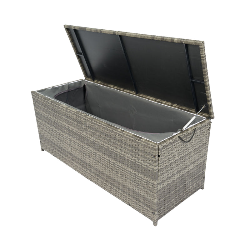 Outdoor Storage Box, Wicker Patio Deck Boxes With Lid, Outdoor Cushion Storage For Kids Toys, Pillows, Towel, Wicker