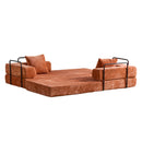 Convertible Floor Sofa Bed With Pillow Back Support Armrest