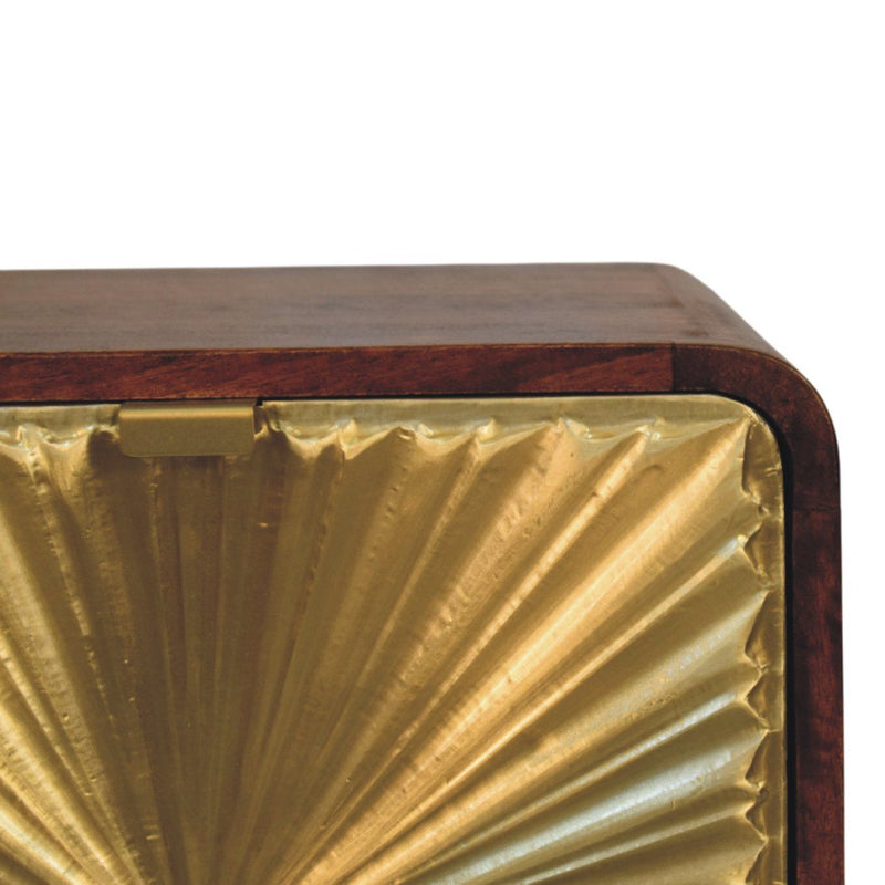 Avora - Brass Embossed 2 Drawer Nightstand - Brown / Golden
