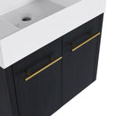 Modern Wall Mounted Bathroom Vanity With Resin Sink And Storage Rack