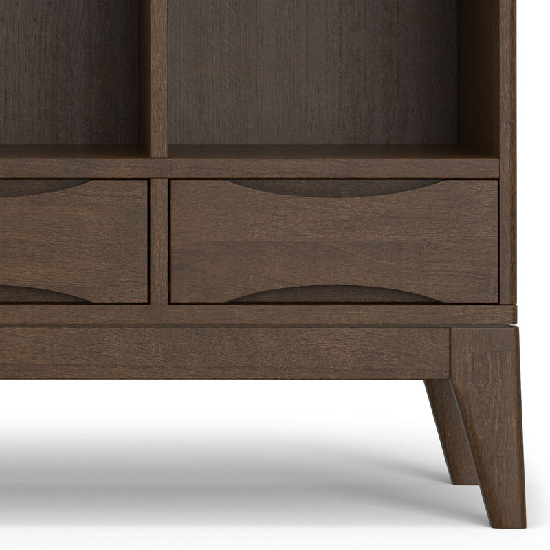 Harper - Low 6 Cube Storage With Drawers - Walnut Brown