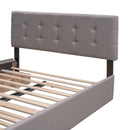 Upholstered Platform Bed With Classic Headboard And Drawers, No Box Spring Needed