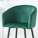 Counter Height Bar Stool, Metal Legs, Velvet Upholstered For Pub, Restaurant, Kitchen Island (Set of 2) - Black / Green