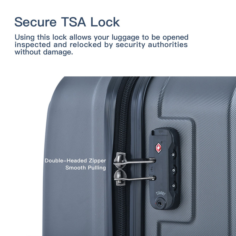 3 Piece Luggage Sets Lightweight Suitcase With Two Hooks, Spinner Wheels, Tsa Lock, Durable Hard Shell