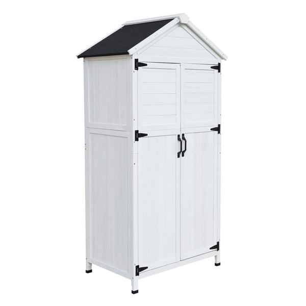 Storage Shed With Double Doors For Outdoor Garden Tool Organization - White