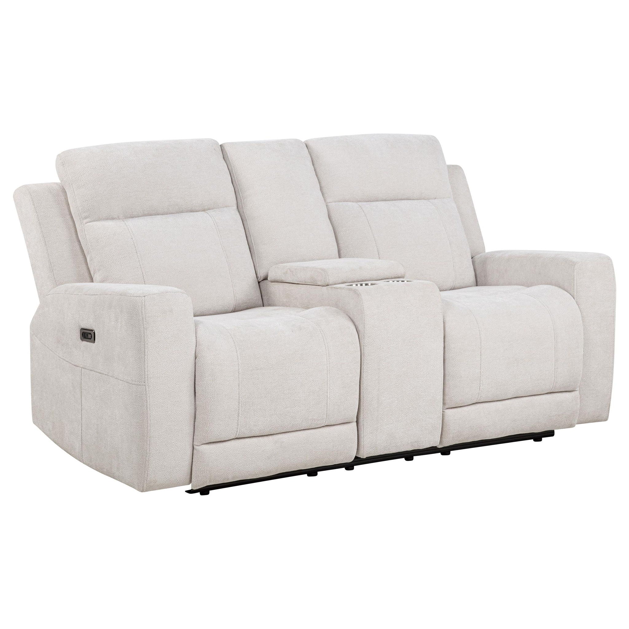 Kennett 3-piece Chenille Power Reclining Sofa Set Ivory