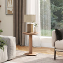 Mode - Leatherette Round C-Shaped Sofa Side Table - Saddle Brown