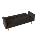 Luxurious Velvet Sofa Bed With Nail Head Trim And Matching Pillow