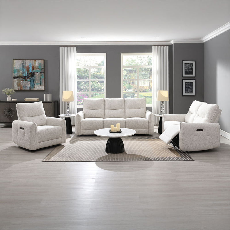 Lalisa - Power Motion Loveseat With USB Port - Cream Chenille