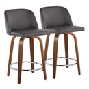 Toriano - Mid Century Modern Fixed Height Counter Stool With Swivel With Round Footrest (Set of 2)