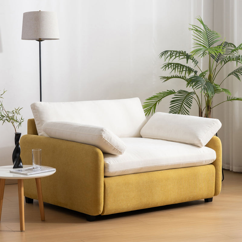 Oversized Single Sofa Chair Wide And Deep Seat, Modern Upholstered Comfy Blocking Couch Lounge With Pillows