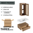 Modern Imitative Wall Mounted Bathroom Vanity With Resin Sink And Side Cabinet