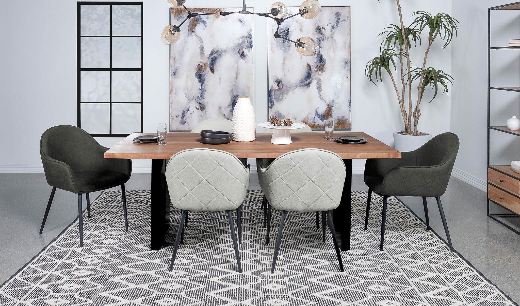 Emma Fabric Upholstered Dining Arm Chair Charcoal (Set of 2) - Atlantic Fine Furniture Melbourne FL