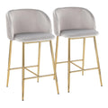 Fran - Pleated Waves Contemporary / Glam Fixed Height Counter Stool (Set of 2)