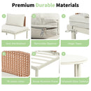 6 Piece Patio Set, Half Moon Outdoor Sectional Sofa With 2 High Low Coffee Tables, 4 Pillows & Cushions