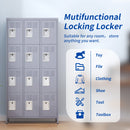 12 Door Lockers With Lock For Secure Storage Construction - Gray