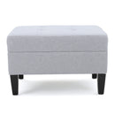 Contemporary Ottoman Footstool With Tufted Upholstery - Light Gray