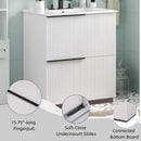 Fluted Bathroom Vanity With Ceramic Sink, Soft Close Slides