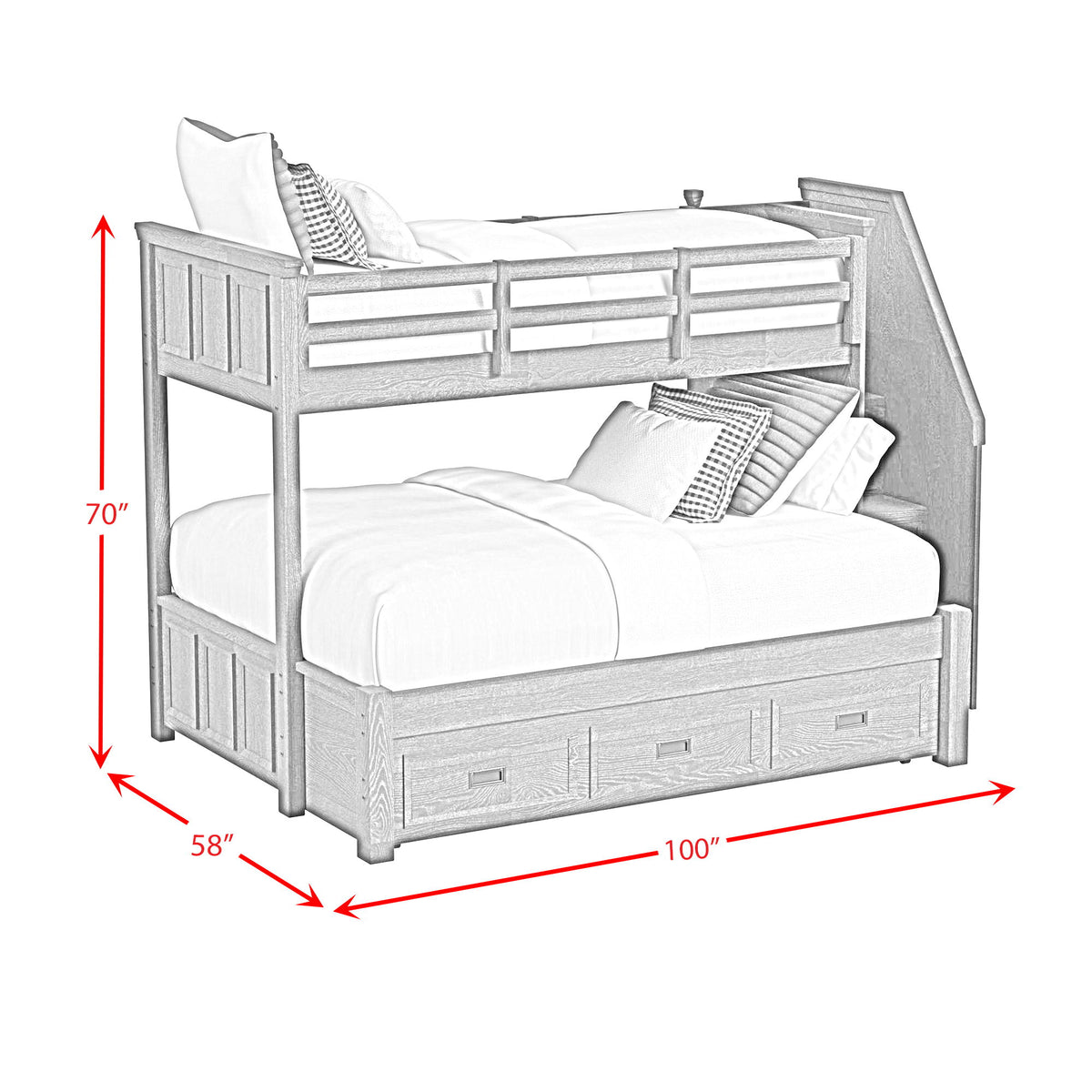 Hampton Kids Bunk With Staircase And Trundle Bedroom Set in Black by Elements International, view 21